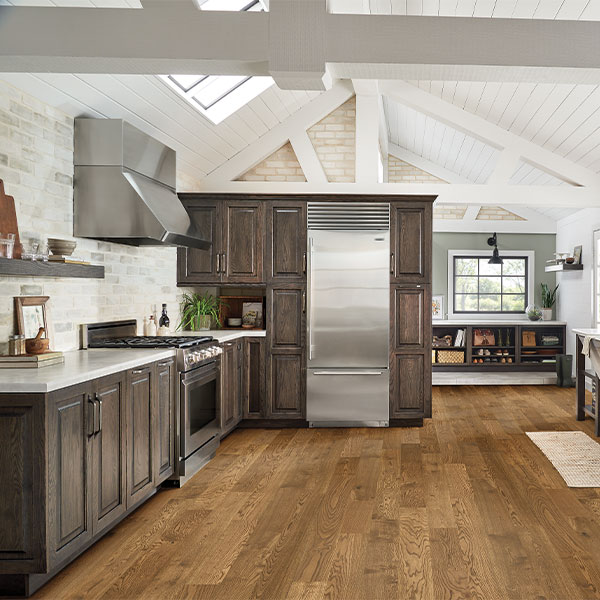 hardwood flooring in farmhouse kitchen